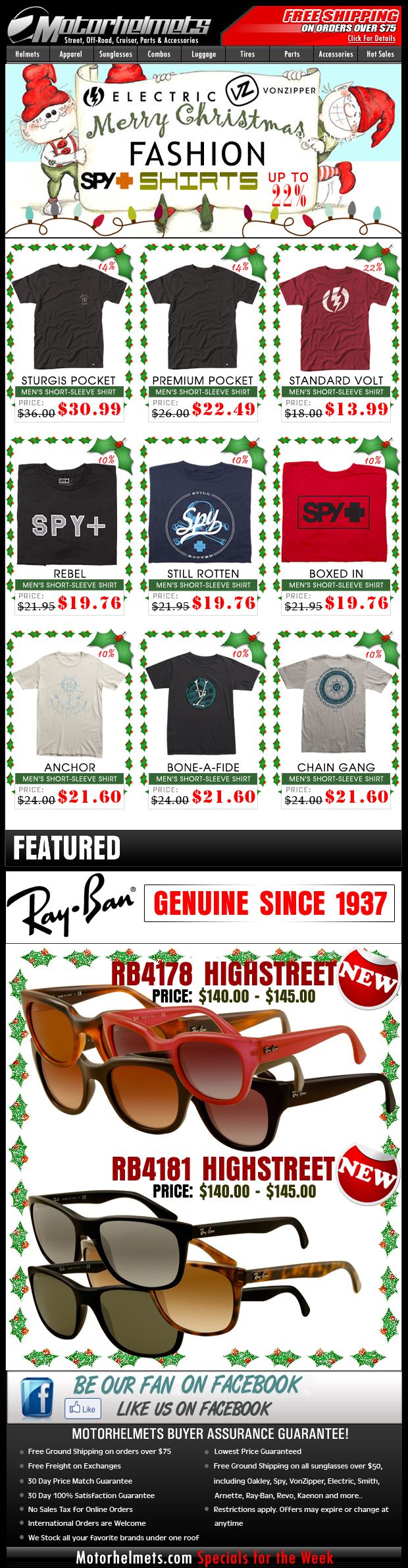 Holiday Specials from Electric, Spy and VZ...up to 22% off on Selected Premium Tees!