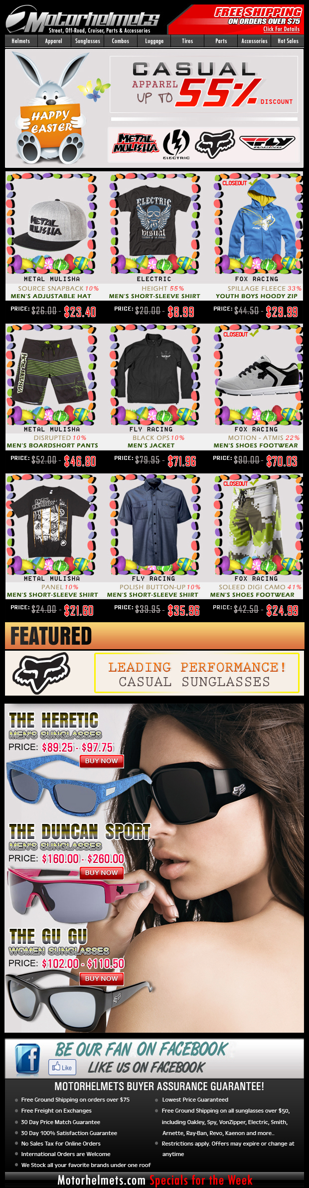 Easter Specials...save up to 55% off on Fox, Fly, Electric and Metal Mulisha Casuals!