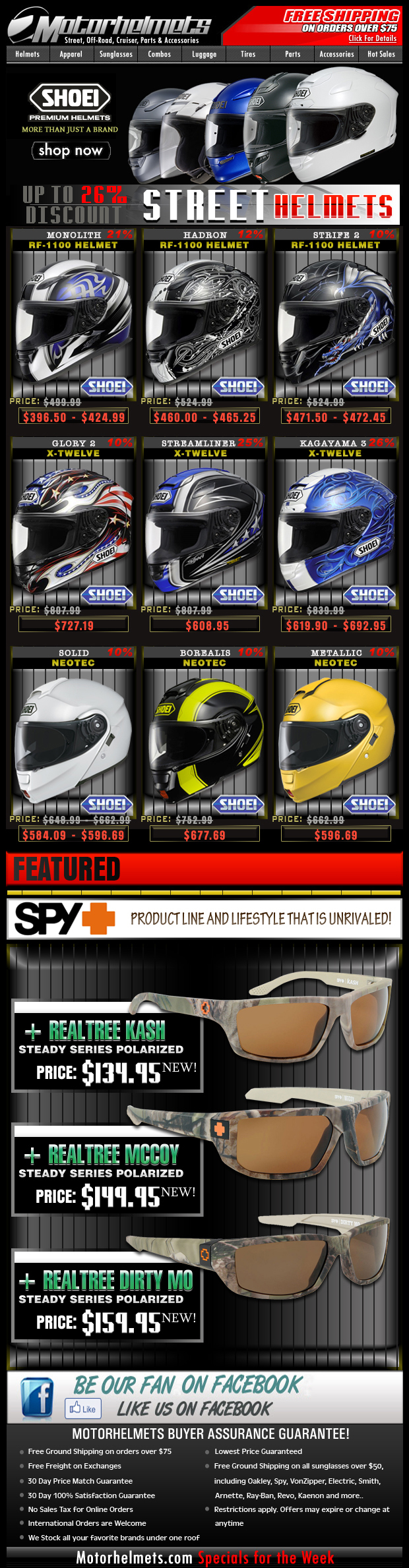 Shoei Spring Sale...up to 26% Off on Street Helmets!