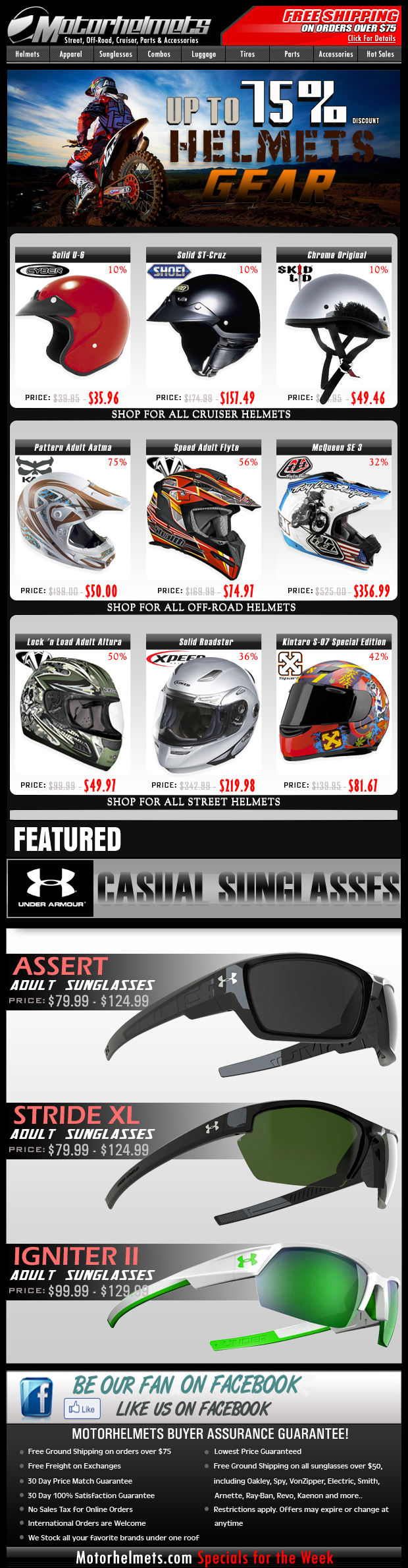 Helmet Specials...Save up to 75% Off on Closeouts from Shoei, TLD and more!