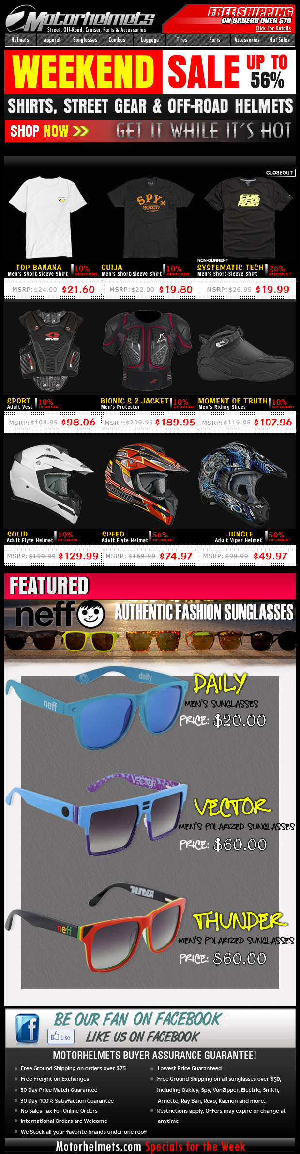 Weekend Sale...up to 56% off on Selected Premium Items from FOX, Spy, VZ and more!