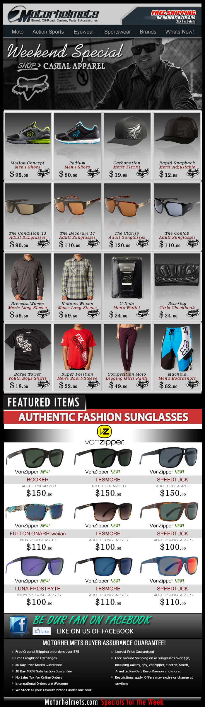 FOX Weekend Specials, NEW and ON SALE Styles...SHOP NOW!