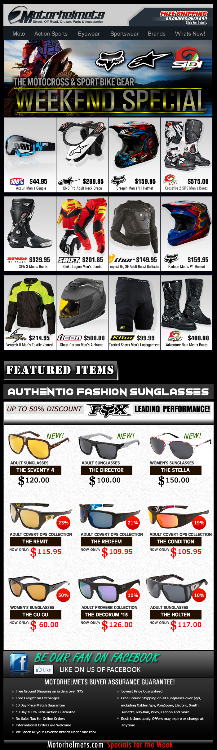 Weekend Specials...Premium Gear Selection from FOX, A-Stars, Scorpion and more!