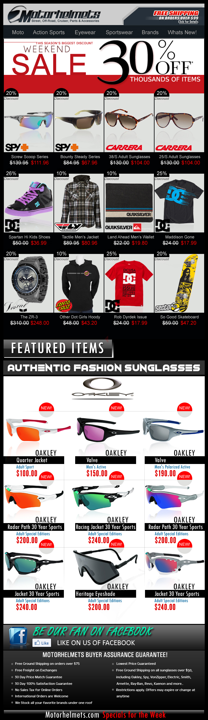 Up to 30% Savings on Premium Eyewear and Apparel from Spy, DC, Carrera and More!