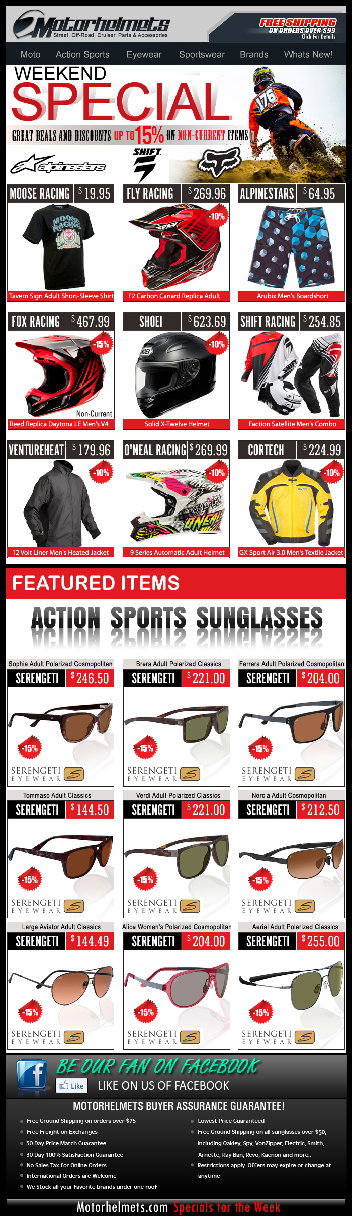 Up to 15% Off on Closeout Gear & Apparel from FOX, Fly, Shoei and more!