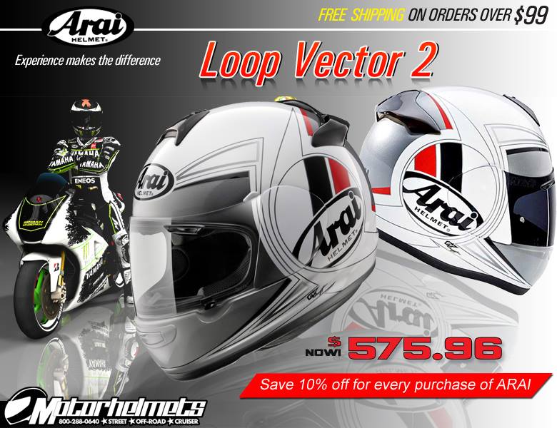 Arai Loop Vector 2 Sport Racing Motorcycle Helmet