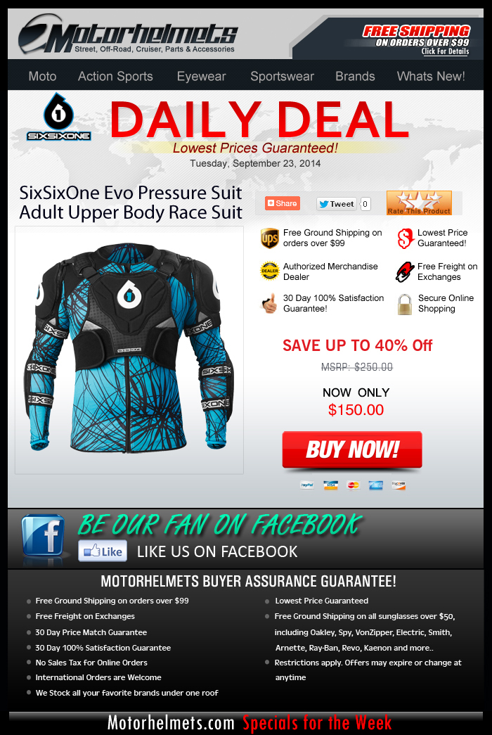 Today's DEAL - $100 off on SixSixOne's Evo Pressure Suit!