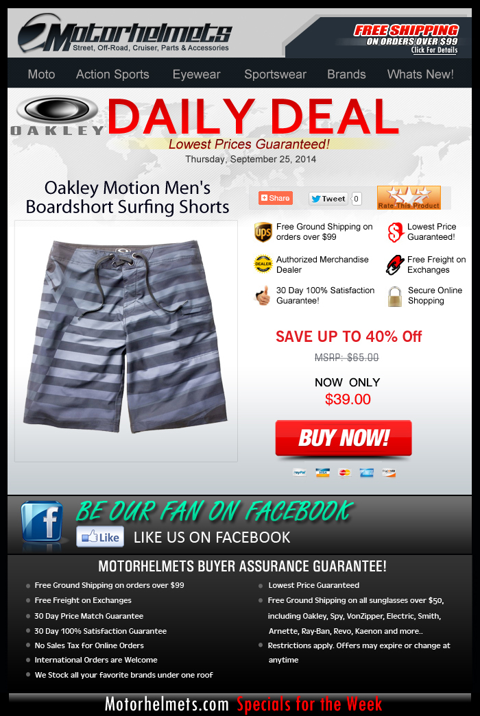 Today's Deal...Oakley Boardshorts for Only $39!