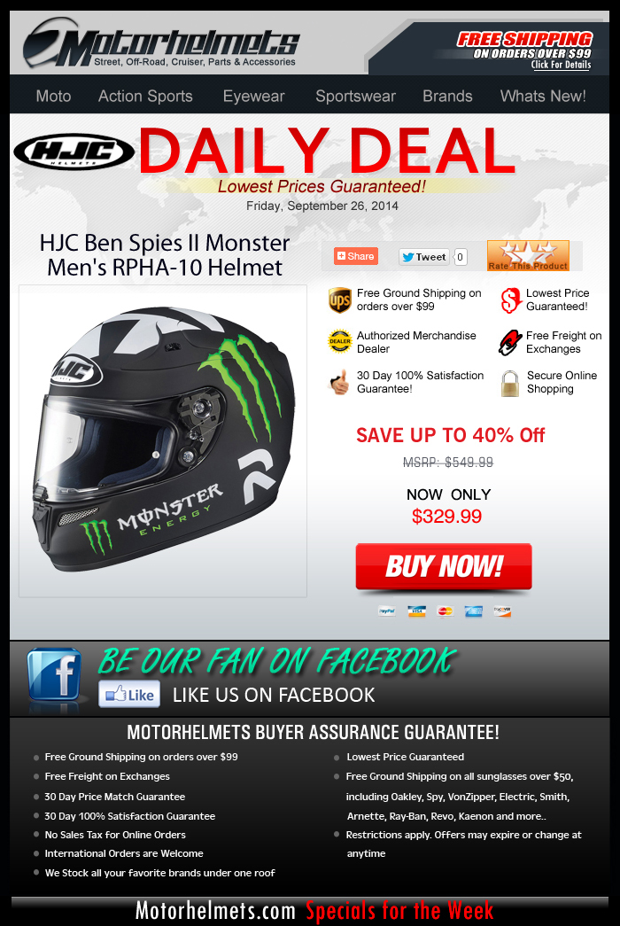 40% Off on HJC's Ben Spies II Helmet! Limited Stocks Only...