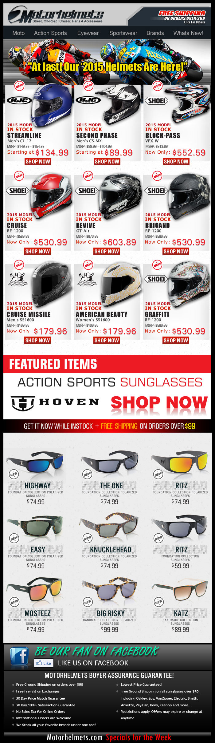 Shop our 2015 Helmet Collection: HJC | Shoei | Speed & Strength