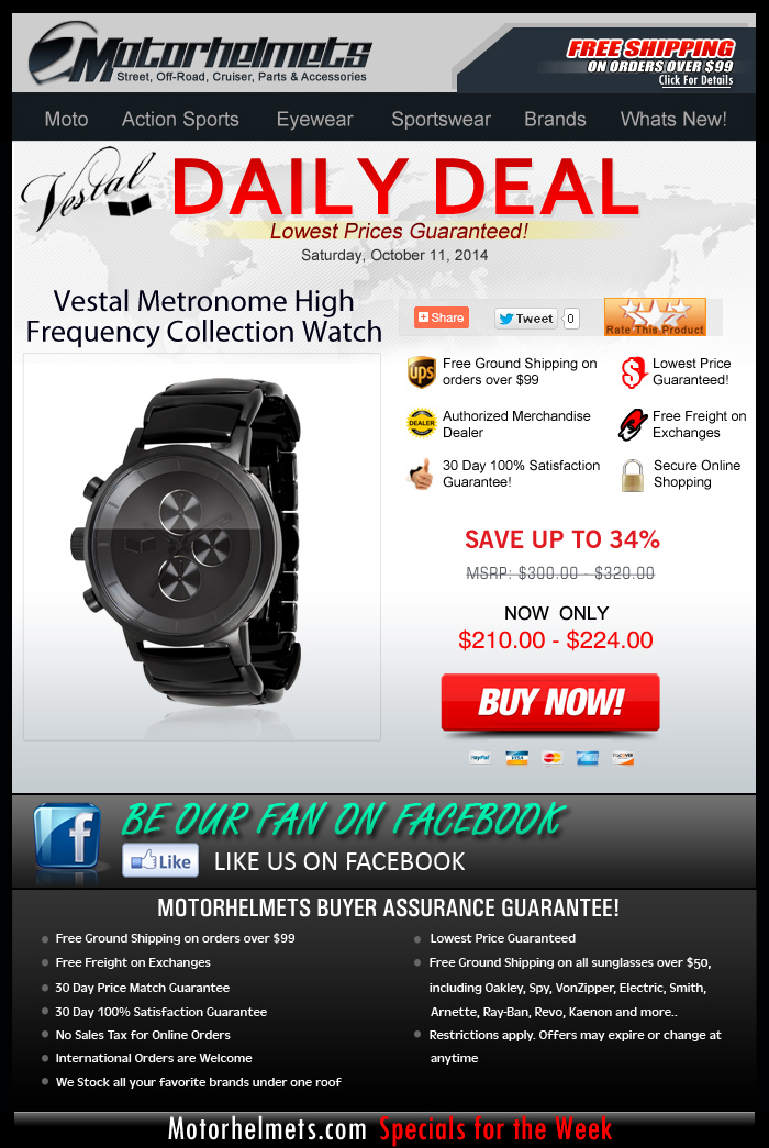 30% Discount on Vestal's Metronome Watch, Limited Stocks Only!