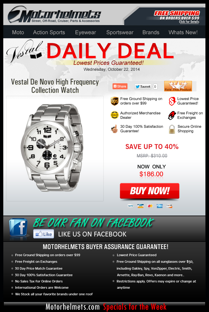 Today's Deal Saves you Over $100 on a Vestal De Novo Watch!
