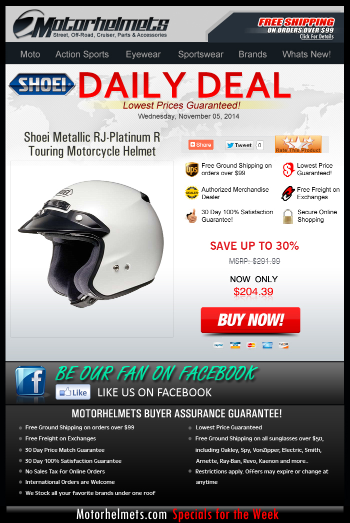 Today's Deal Offers the Shoei RJ-Platinum R Helmet at 30% Off!