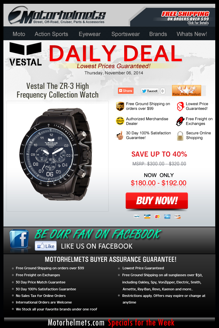 Avail the 40% Discount off Vestal's ZR-3 Watch...Limited TIME Only!