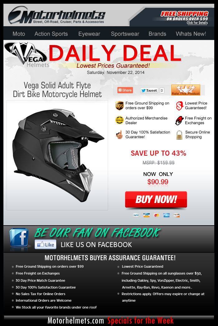 Take Flyte with a Vega MX Helmet, now only $90.99!