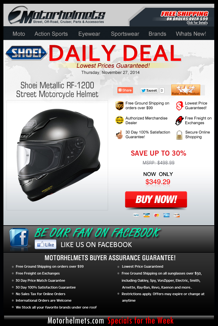HUGE SALE on SHOEI Helmets...over $150 Savings!