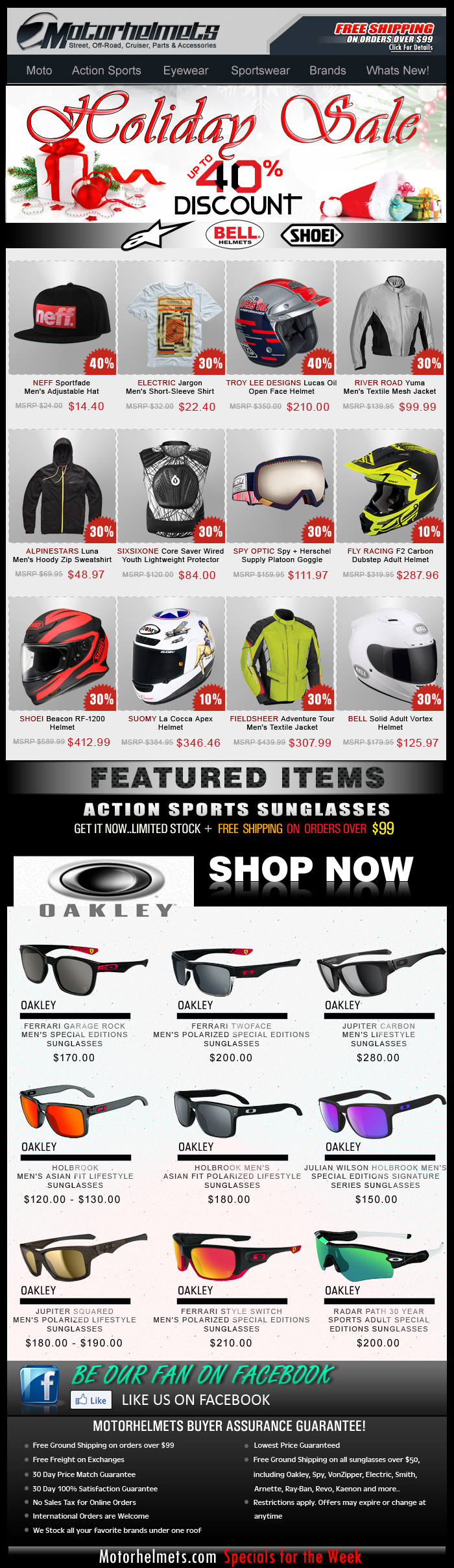 Holiday SALE continues...Up to 40% off on Astars, Bell, Shoei and more!
