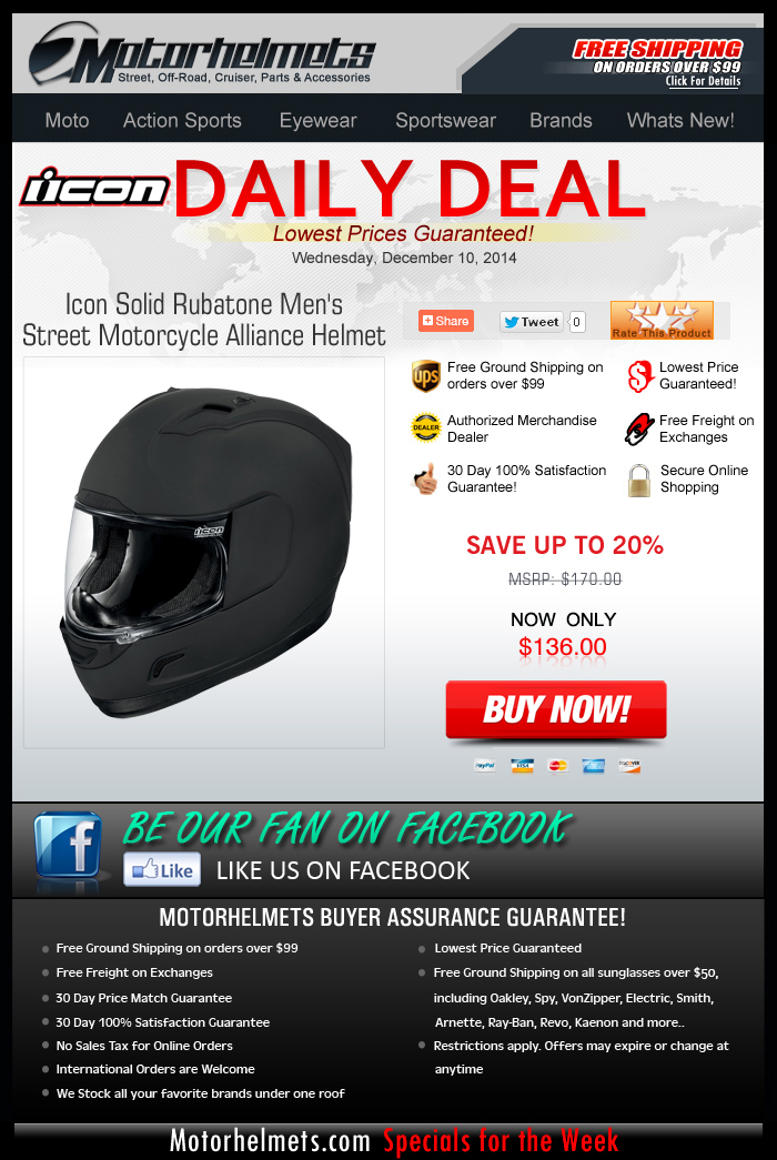 Savings of Up to 20% on Icon's Rubatone Alliance Helmet!