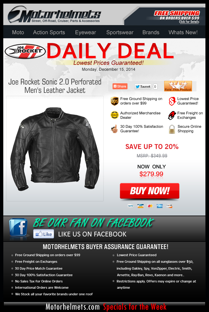 Monday's DEAL: $70 off Joe Rocket's Sonic 2.0 Leather Jacket!