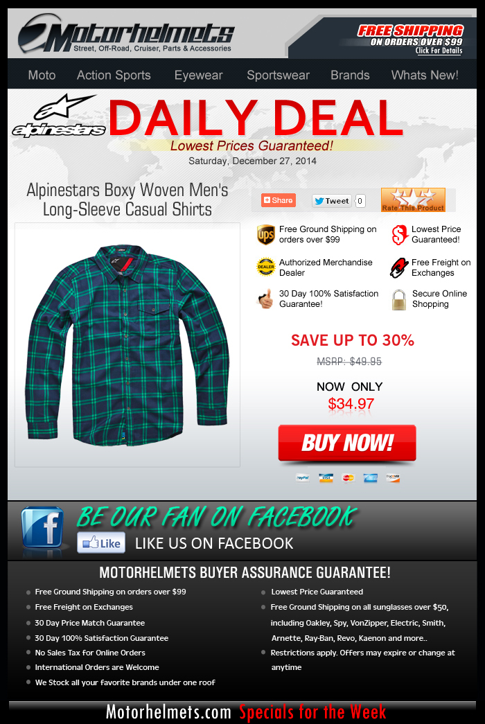 Save $15 off Alpinestars' Boxy Woven L/S Shirts!