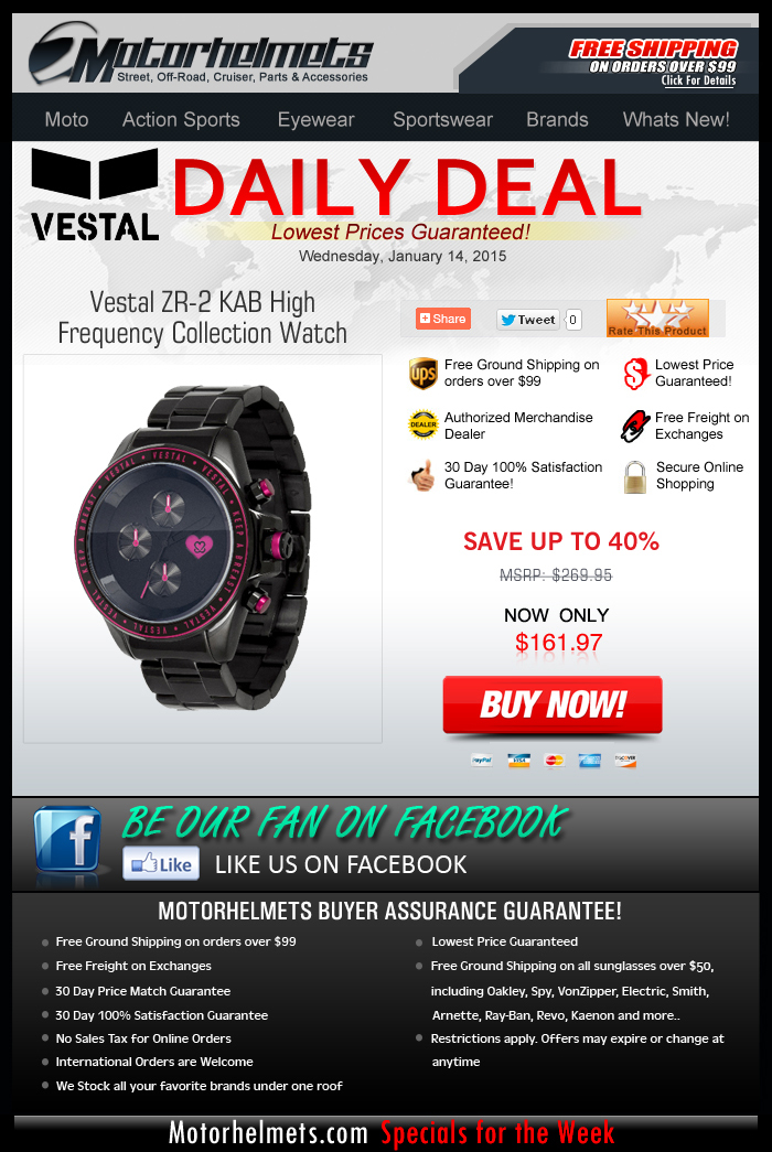 Tick, Tock...Over $100 Savings on Vestal ZR-2 Watches! Limited Stocks Only...