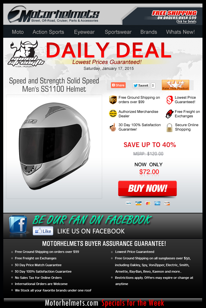 Up to 40% Discount on the S&S Speed SS1100 Helmet!