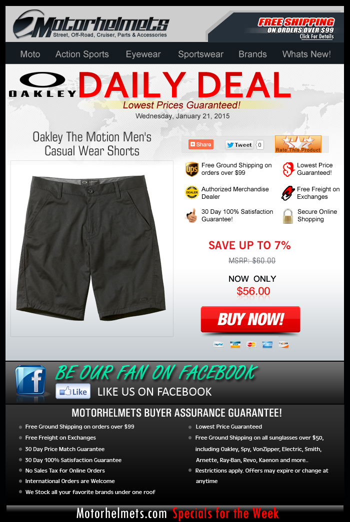 Oakley Premium Shorts for only $56!