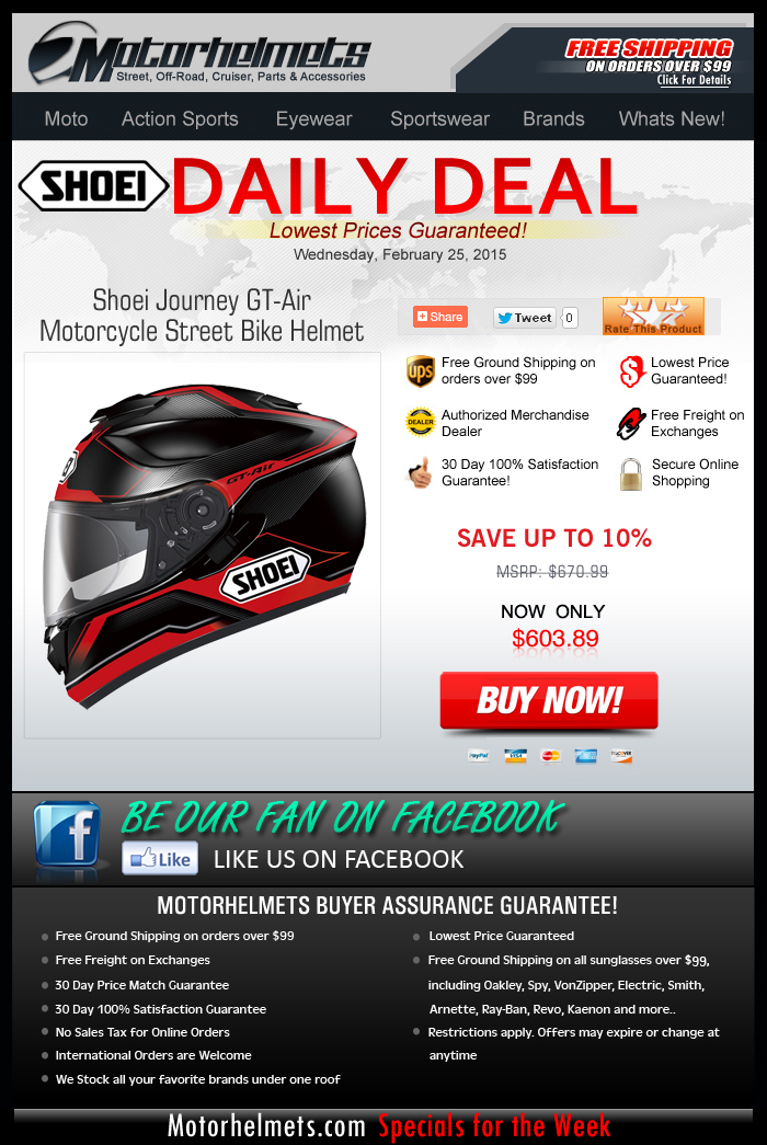 Wednesday Deal: Shoei GT-Air Helmet at 10% Off!