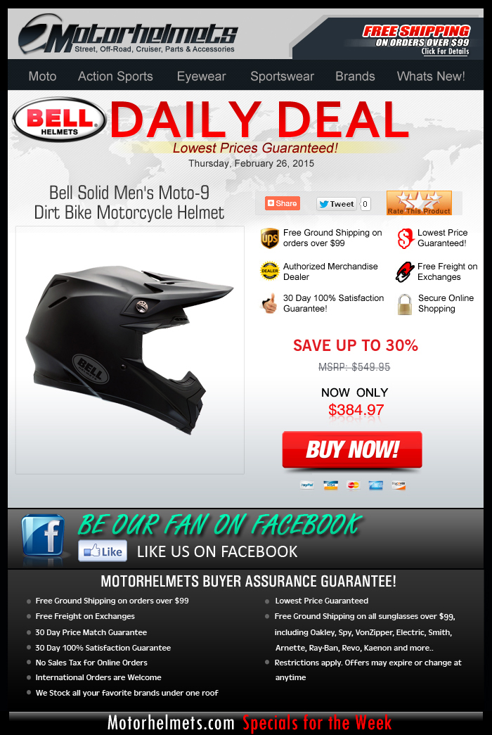 Thursday Specials...HUGE Savings on the Bell Moto-9 Helmet!