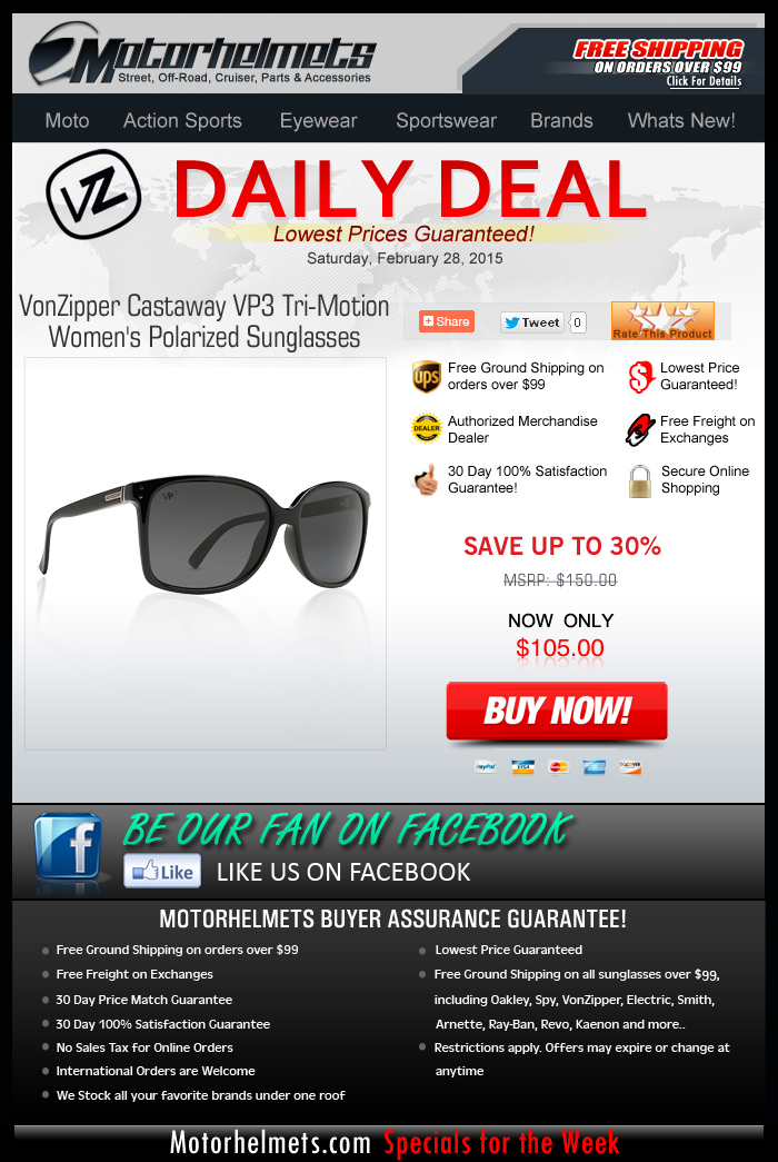 Weekend Special: Up to $45 Off on the VZ Castaway Shades!