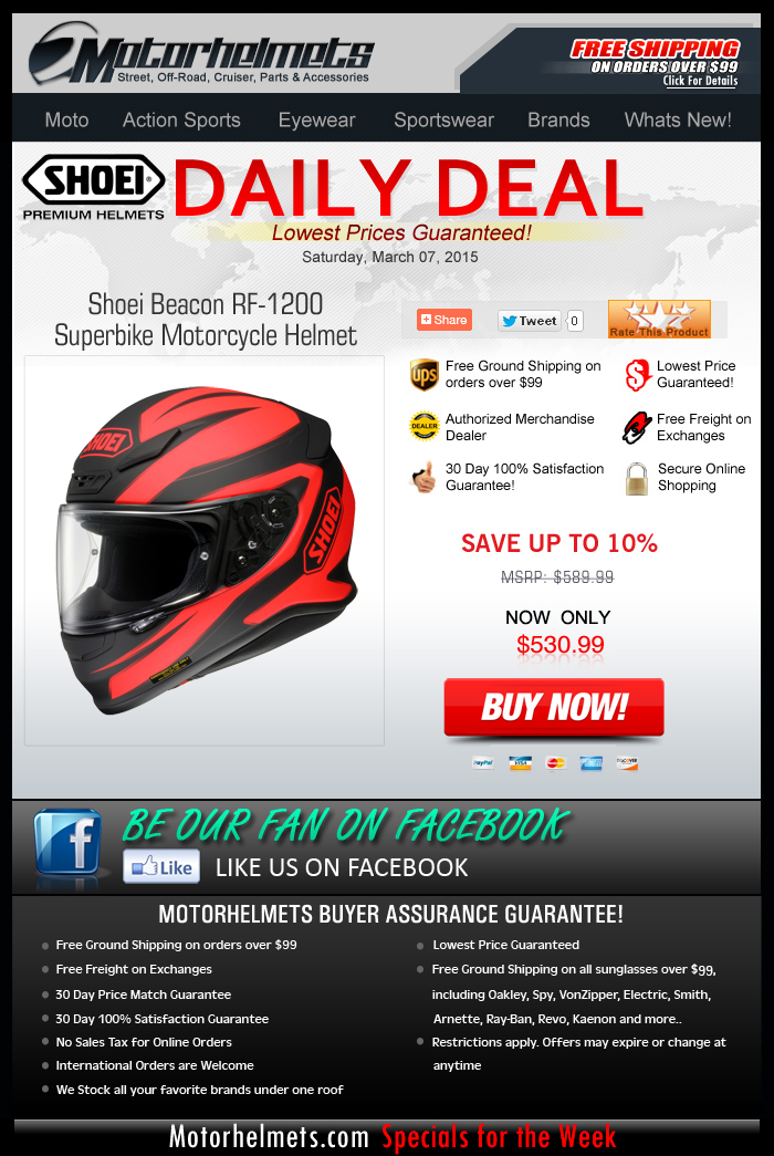 Get $60 Savings on Shoei's Beacon RF-1200 Helmet!