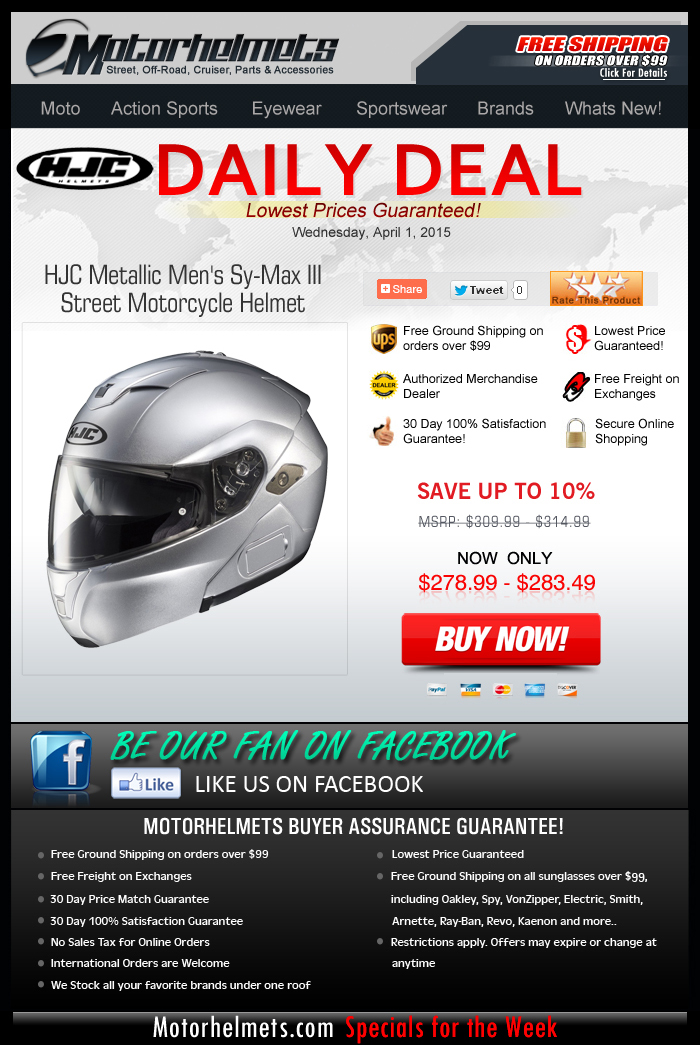 $30 Savings on HJC's Sy-Max III Helmet!