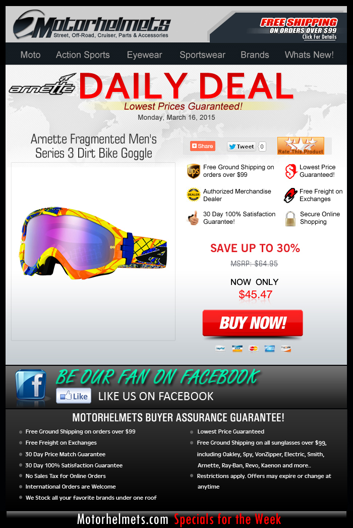 Monday Specials: Save $20 on Arnette's Series 3 Goggle!