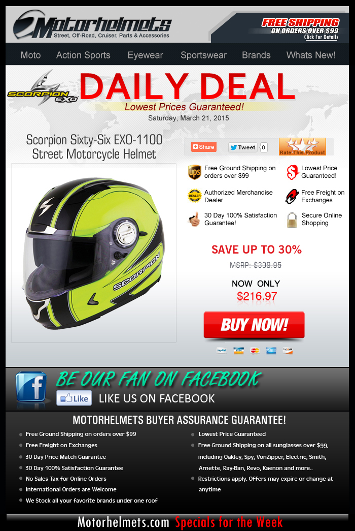 Get the Scorpion EXO-1100 Helmet at $90 Off!