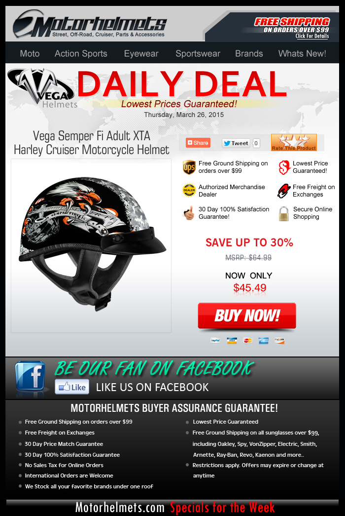 Deal of the Day from Vega: Helmets for only $45!