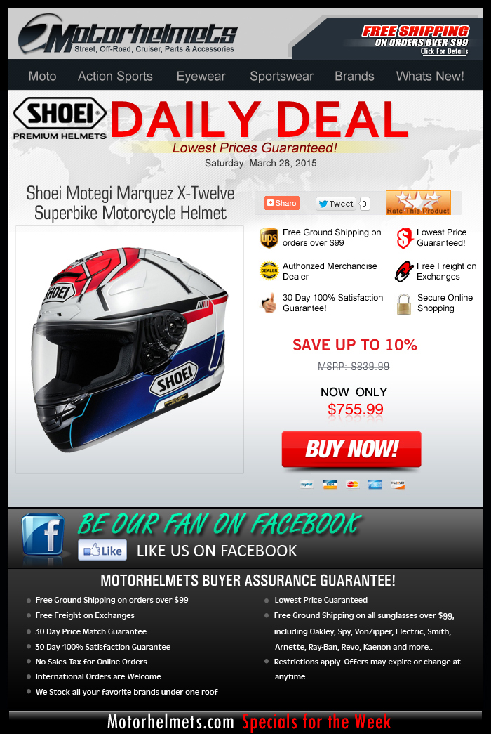 $80 Discount on the SHOEI Marquez X-12 Helmet!
