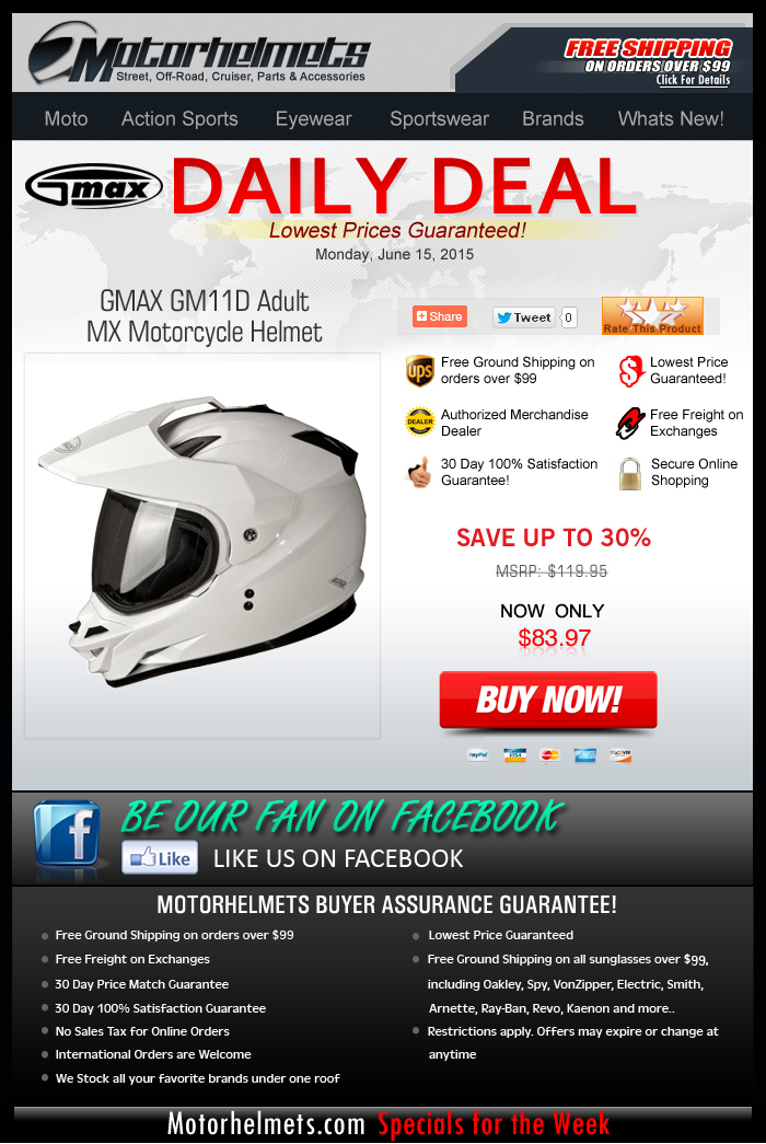 Save Over $30 on the GMAX GM11D Helmet!