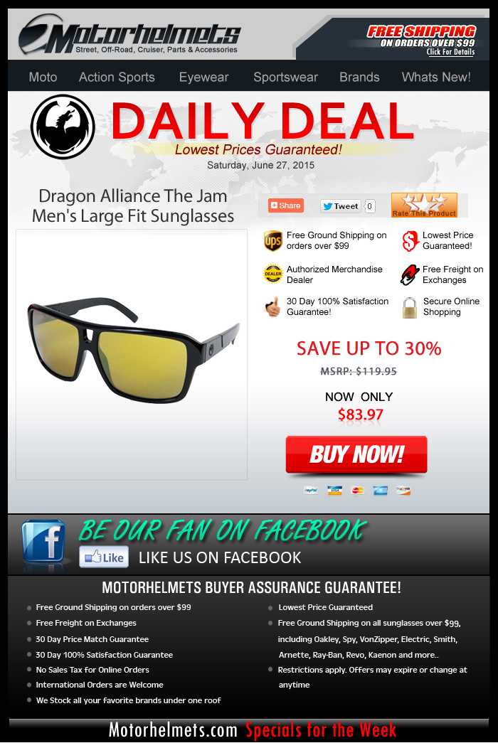 Dragon Alliance Sunglasses @ 30% Off! Limited Stocks Only...
