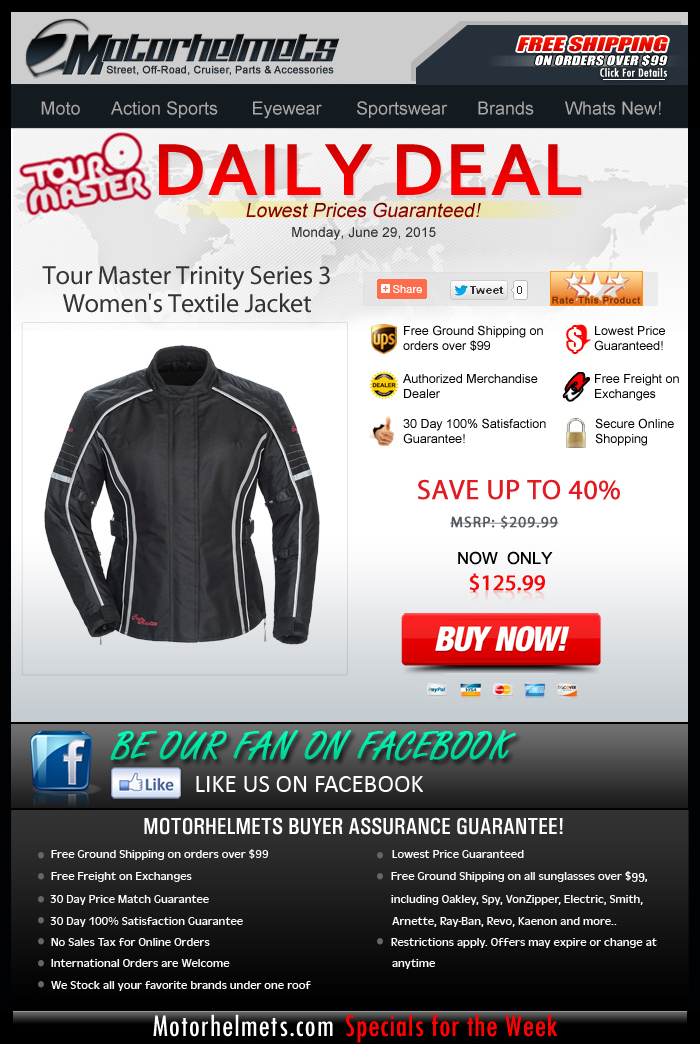 Save Over $84 on Tour Master Trinity Series 3 Women's Textile Jacket!