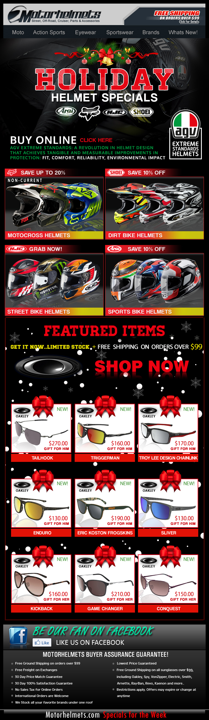 Holiday Helmet Specials...Up to 20% Off on Select Brands!